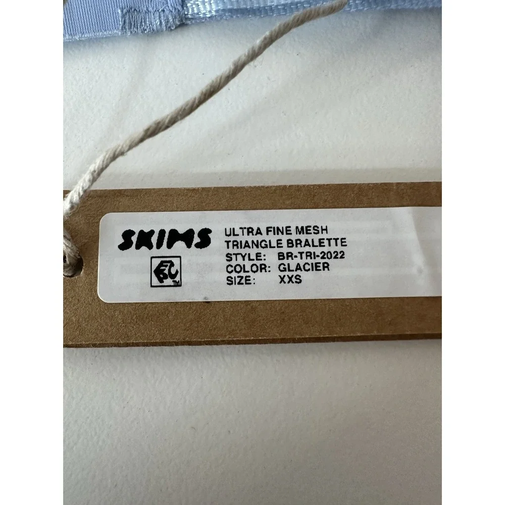 SKIMS Ultra Fine Mesh Triangle Bralette Bra Wireless‎  XXS Blue new - Picture 4 of 6
